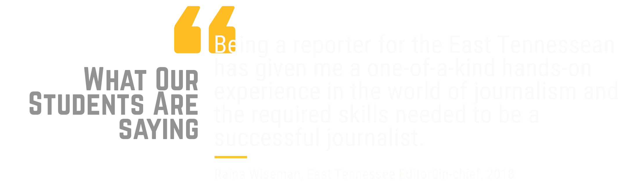 Raina Wiseman, East Tennessee editor-in-chief, 2018 quote.