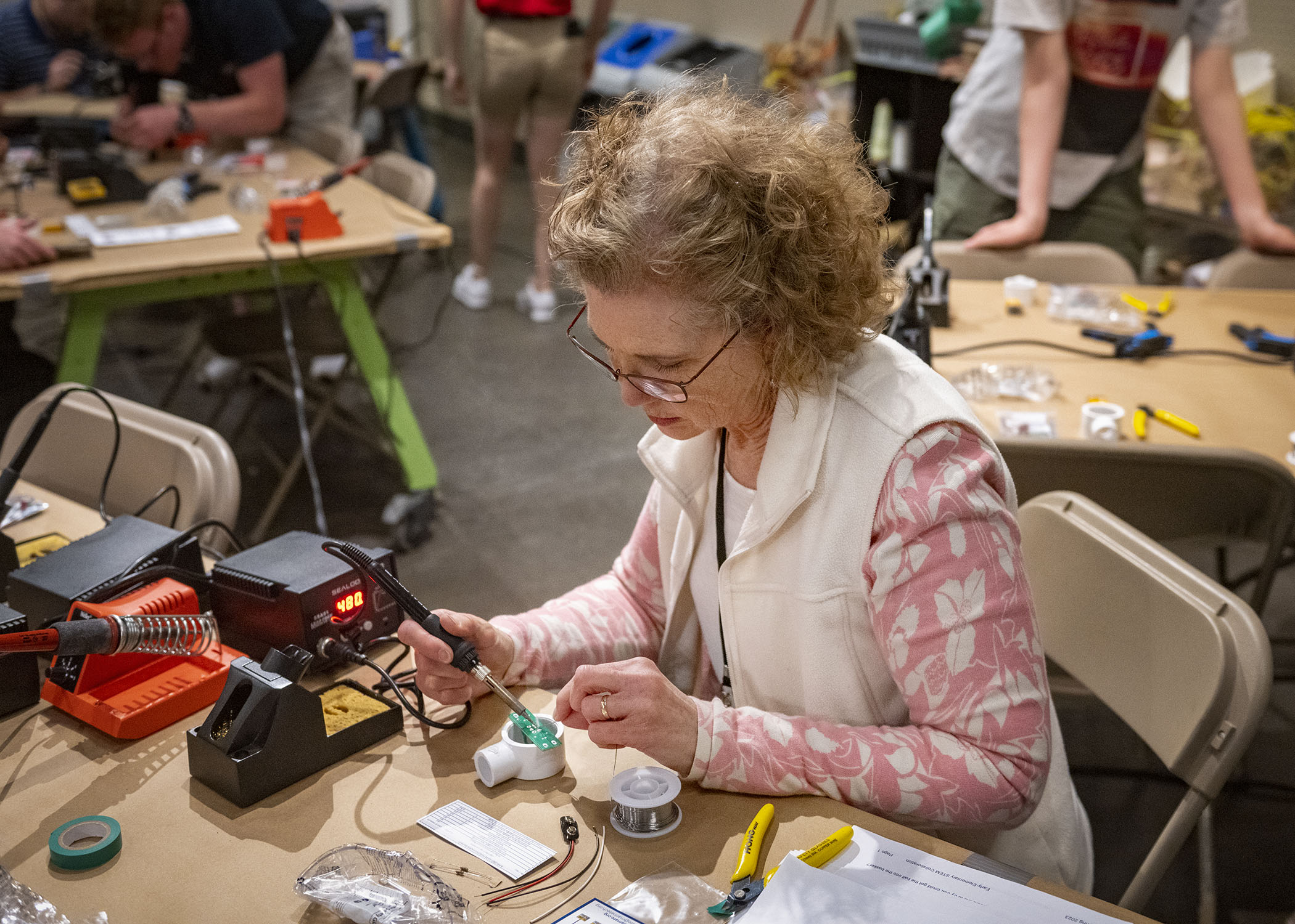 woman soldering