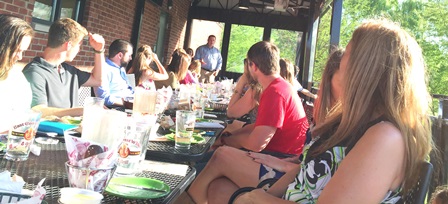 Rep. Timothy Hill talks to College Republicans at dinner