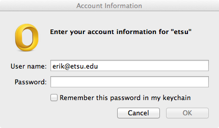 Mac Account information for ETSU