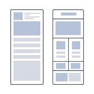 Graphic showing a one column and a two column newsletter.