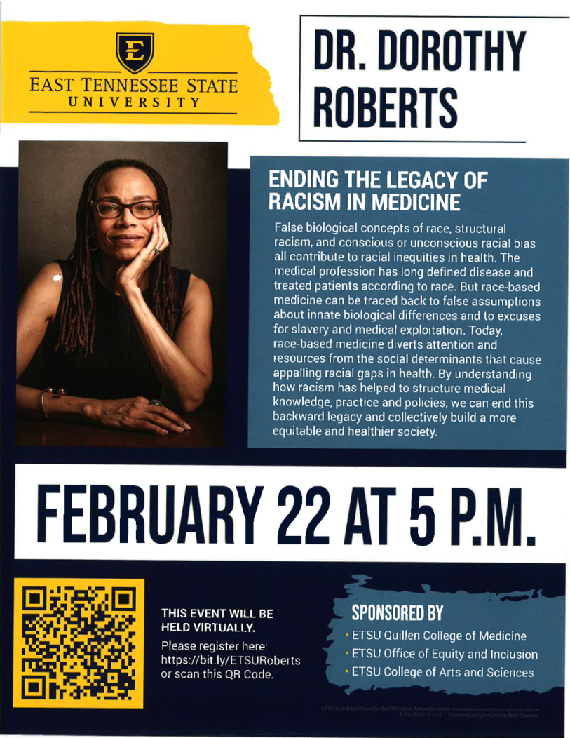 Dr. Dorothy Roberts event flyer with event information detailed in the comments above.