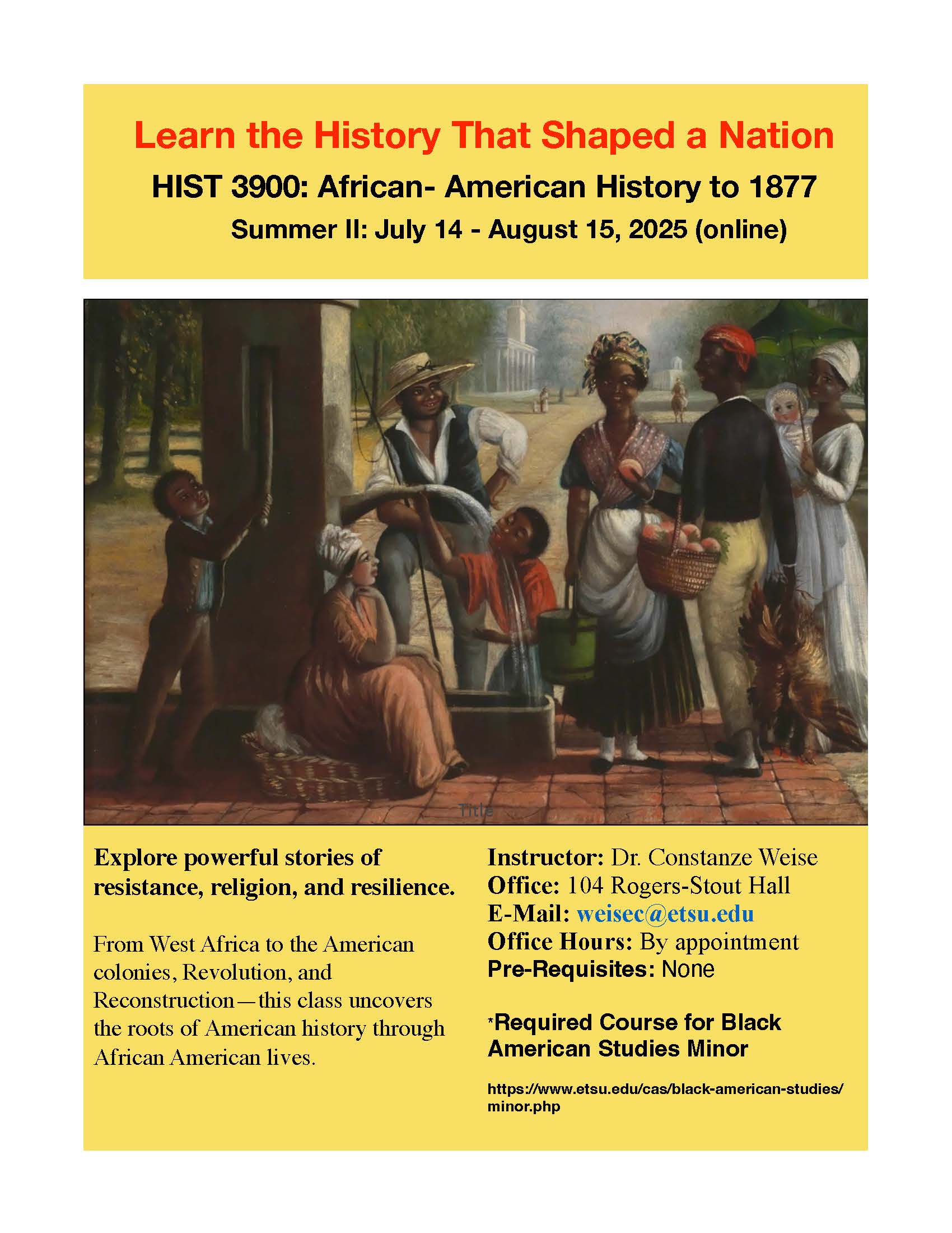 HIST 3900 flyer with information detailed in the commentary above.