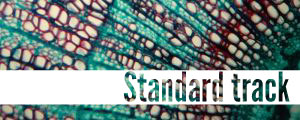 Microscopic view of plant matter with caption reading: Biology standard track icon
