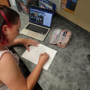Abby working on Pi-Rat.