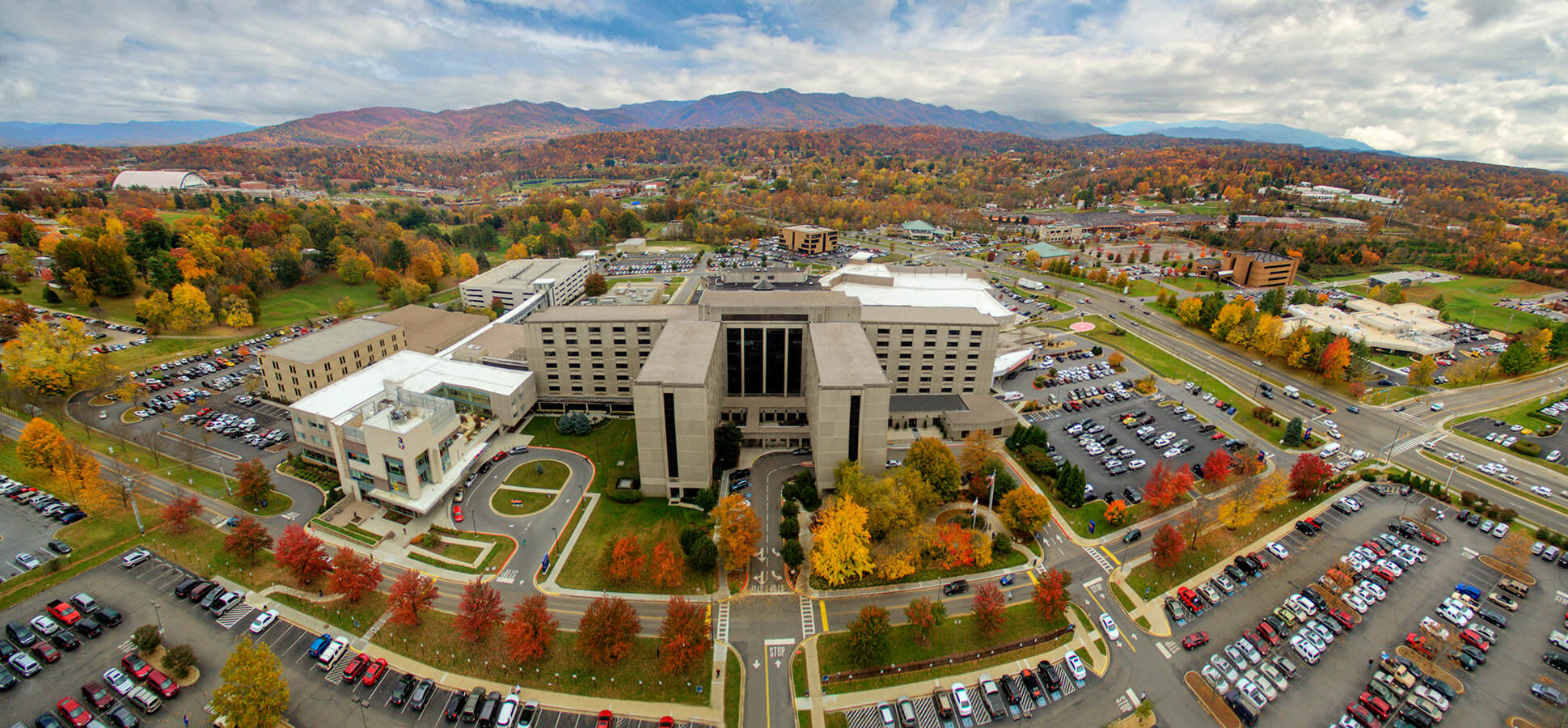 Ariel view of Johnson City Medical Center and Niswonger Children's Hospital