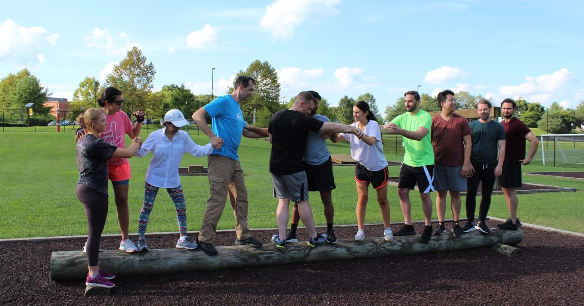 Residents Teambuilding on a Log, August 2022