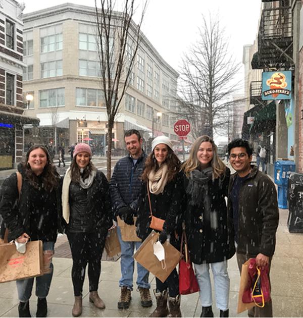 Students outside in the snow