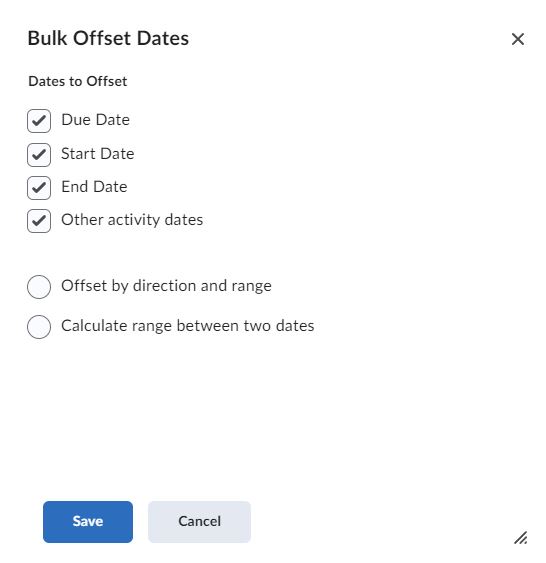 Image of the bulk offset dates popup