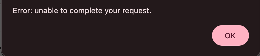 The error message popup if the grade scheme symbol is not enabled for students.
