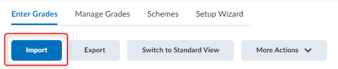 Image of the import button on the Enter Grades screen.