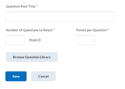 Image of the new question pool page with the question pool title, number of questions to select, and points per question.