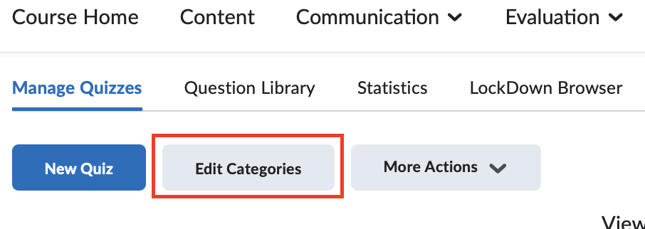 The edit categories button on the manage quizzes page