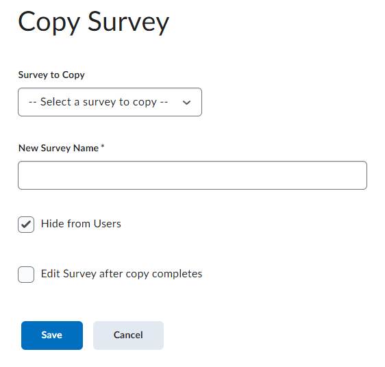 Image of the Copy survey screen