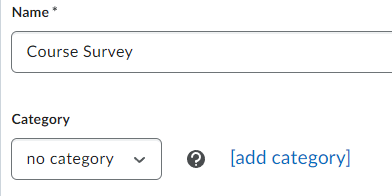 image of the survey name and category fields