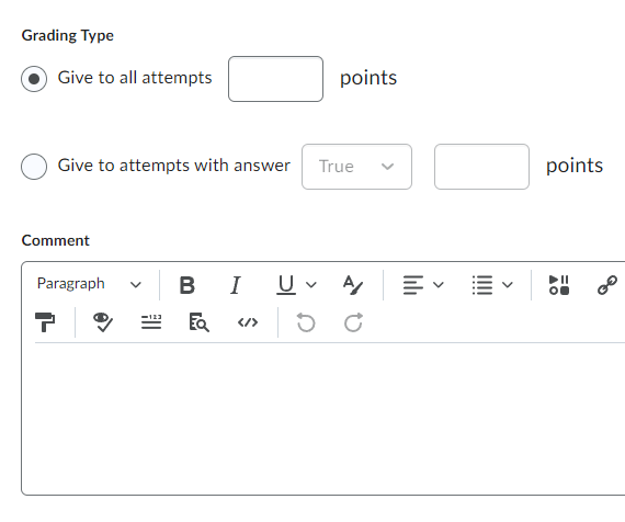 Image of the Grade option for giving points to all attempts
