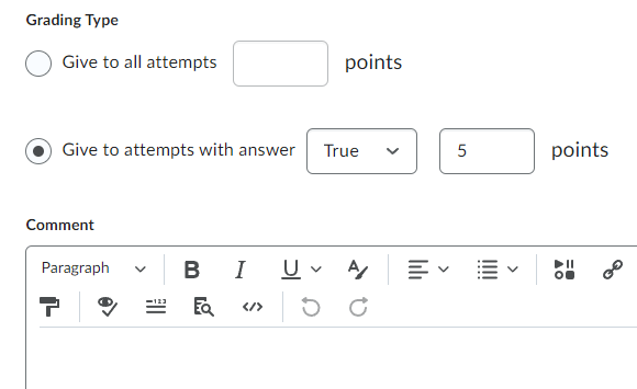 Image of the Grade option for giving points to selected answer options