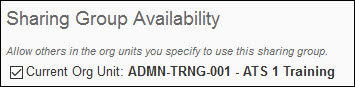 Image of the Sharing Group Availability section of the New Sharing Group page.