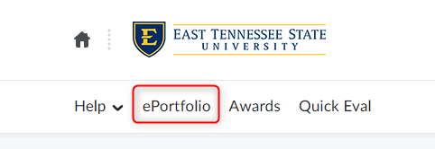 Image of the ePortfolio link on the main navigation bar of the My Home page.