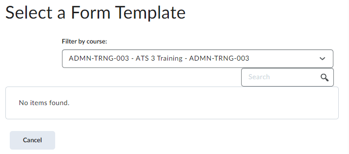 image of the select a form reponse pop-up for eportfolio