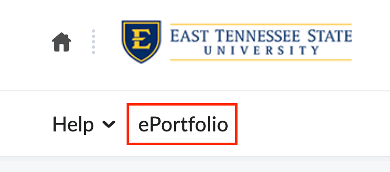 The ePortfolio link on the main navigation bar of the My Home page.
