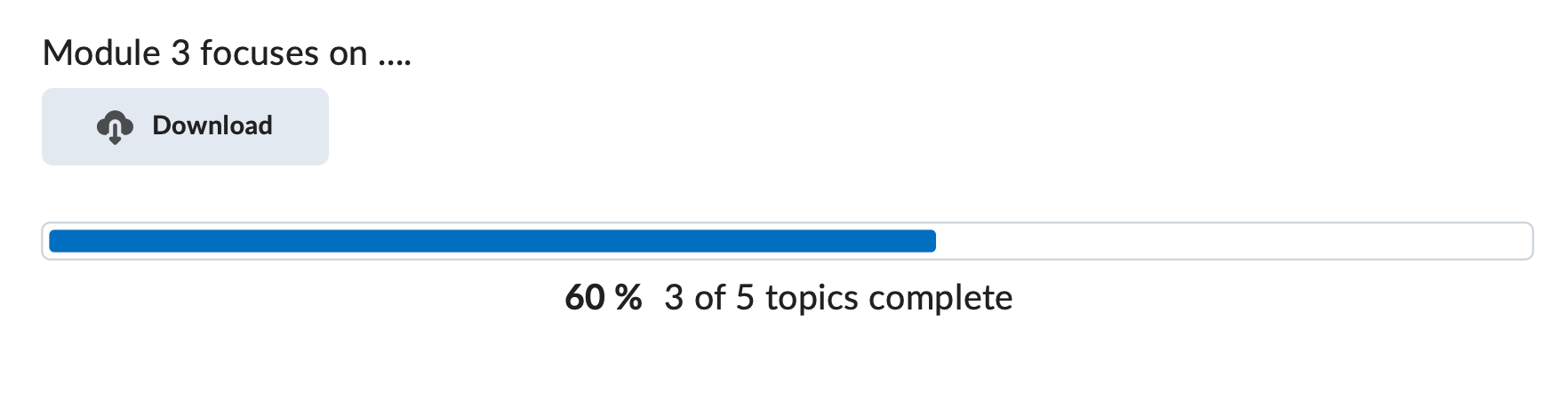 The user progress bar for a content module