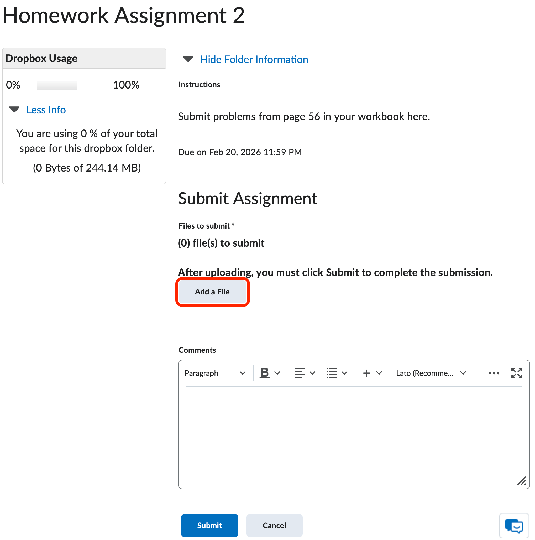 Adding a File to the Dropbox