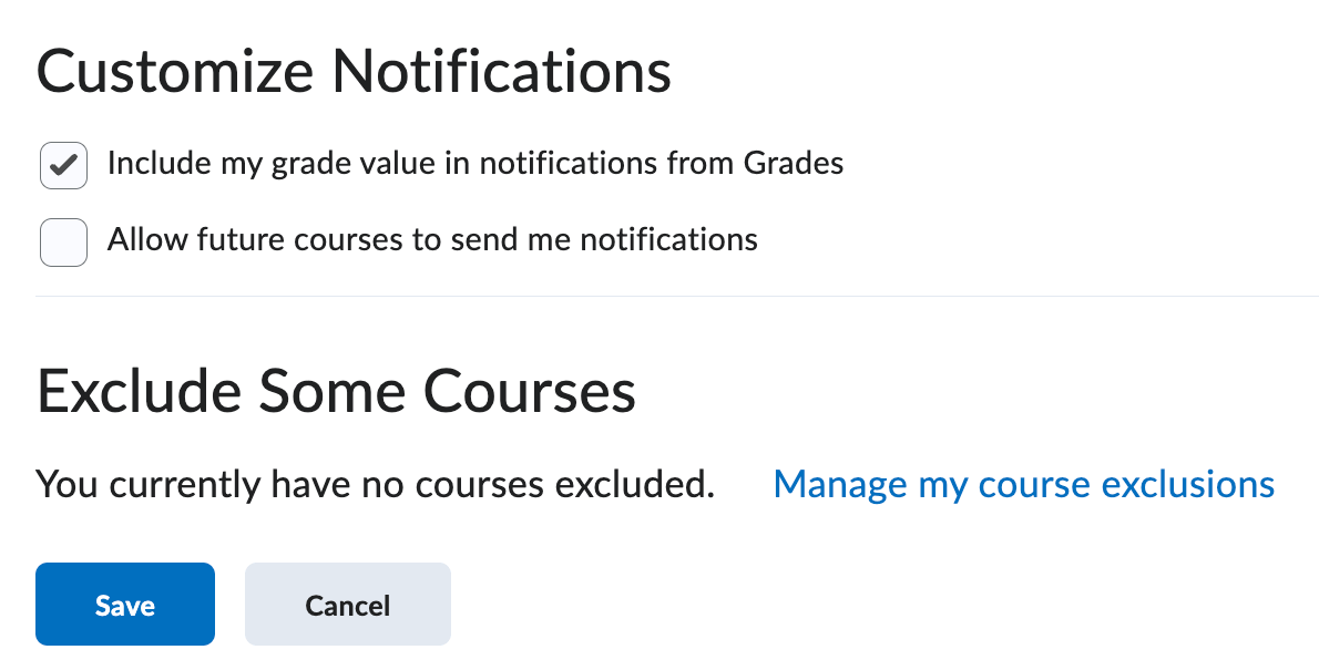 The Customize Notification Options.
