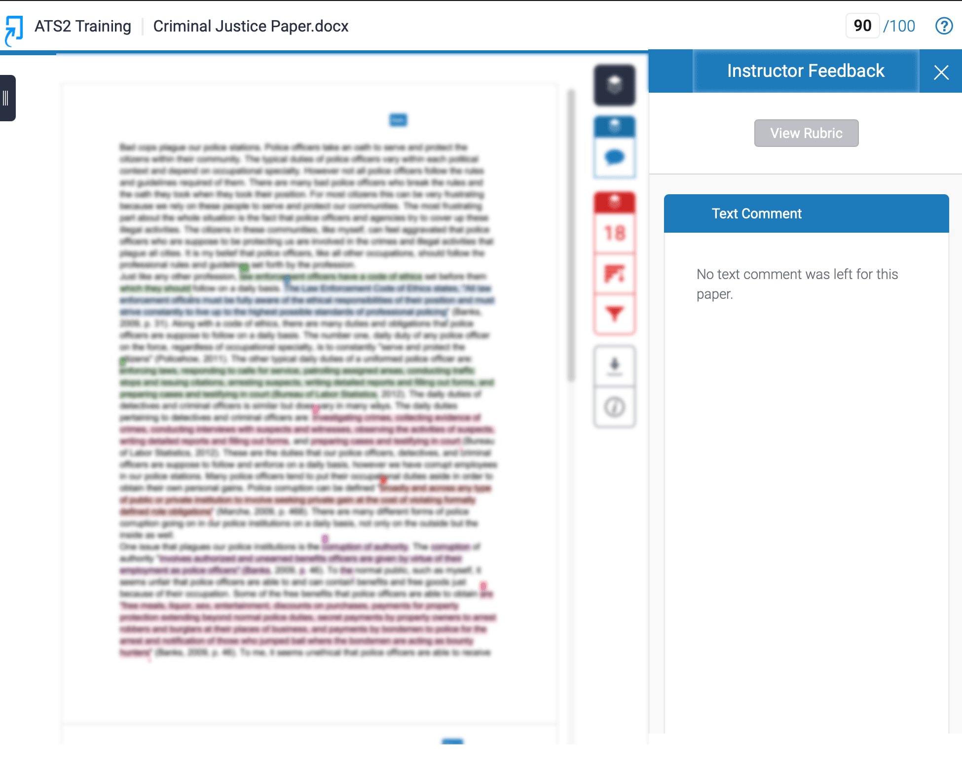 The Turn it in interface with the Grademark tab selected. 