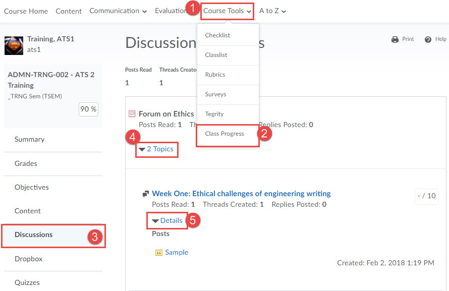 image of the workflow to retrieve instructor feedback on a discussion board rubric
