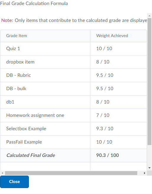 Grade Calculation steps