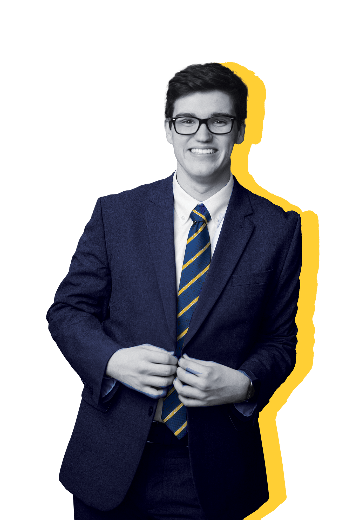 Edited portrait of Trent White, the president of Student Government Association for the 2023-24 school year and recipient of the Harry S. Truman Scholarship.