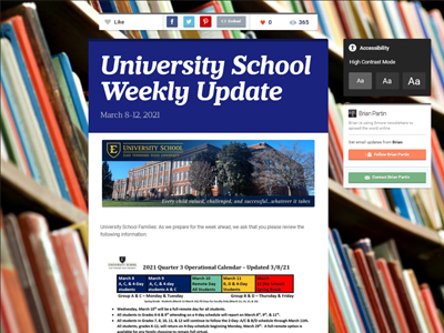 University School Weekly Update - March 8-12, 2021
