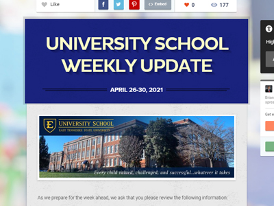 University School Weekly Update - April 26-30, 2021