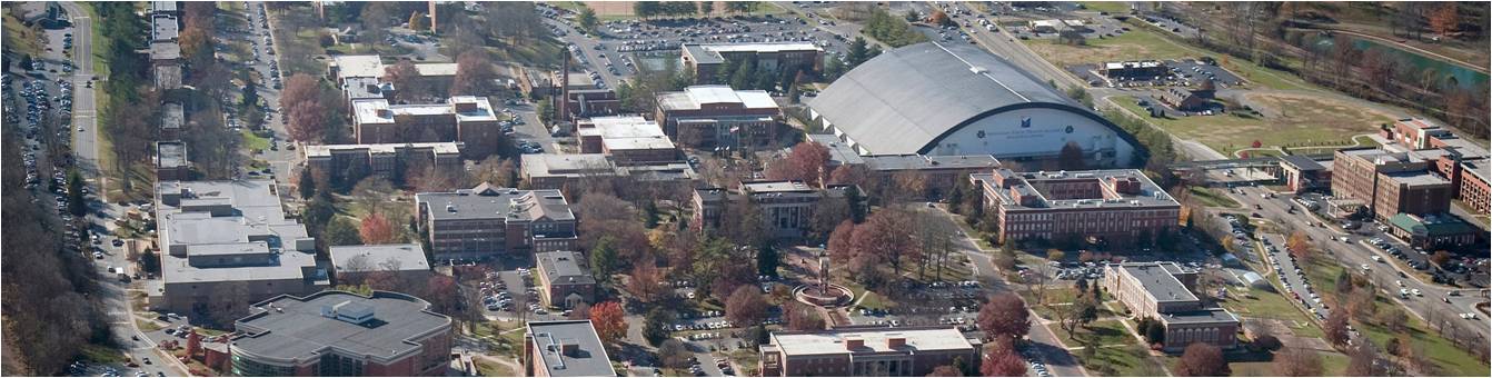 aerial camera shot of campus