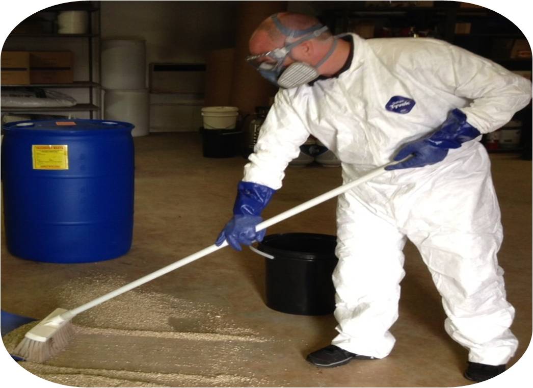 cleaning up a chemical spill