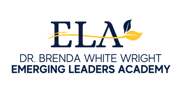 The capital letters E, L, and A, with a leaf on the right side, and the stem of the leaf becoming part of the middle lines of the E and the A