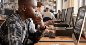 Student at computer