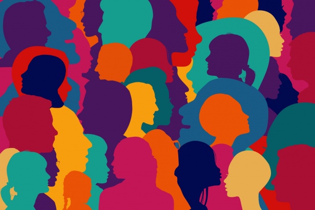 colorful image of profile outlines of various diverse individuals