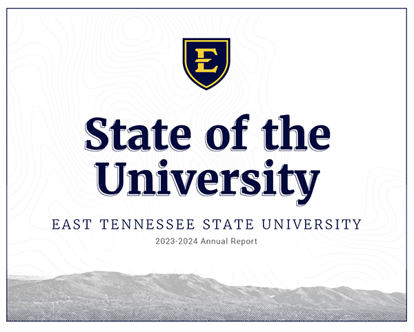 Cover of ETSU's 2023-24 annual report, also known as State of the University